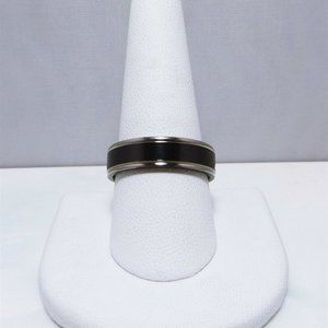 Black & Silver Titanium Band With Black Ceramic Inlay by Spikes Size 10